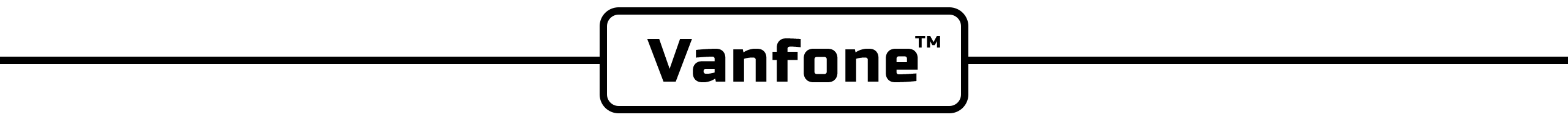 Logo z napisem \'Vanfone\' na czarnym tle.