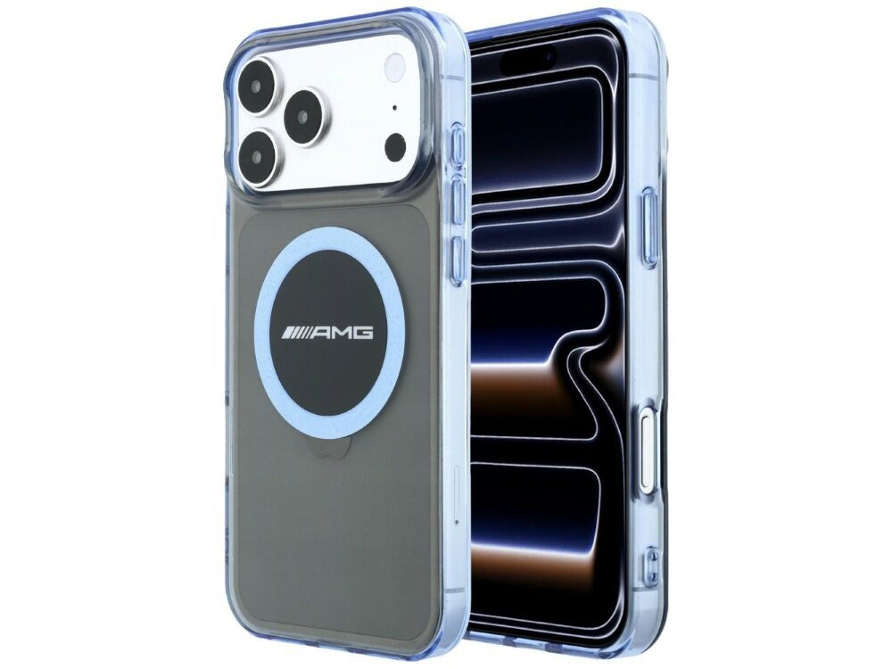 Etui AMG IML Transparent Bicolor Block MagSafe z transparentnym panelem i logo AMG
