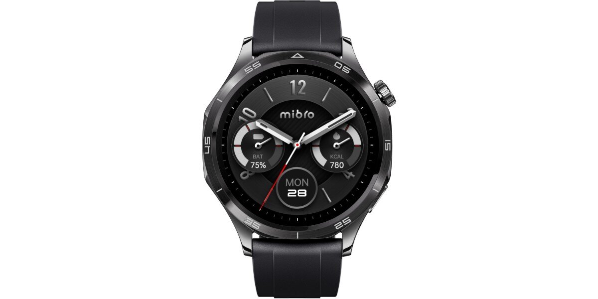 Smartwatch MIBRO GT Czarny na białym tle.