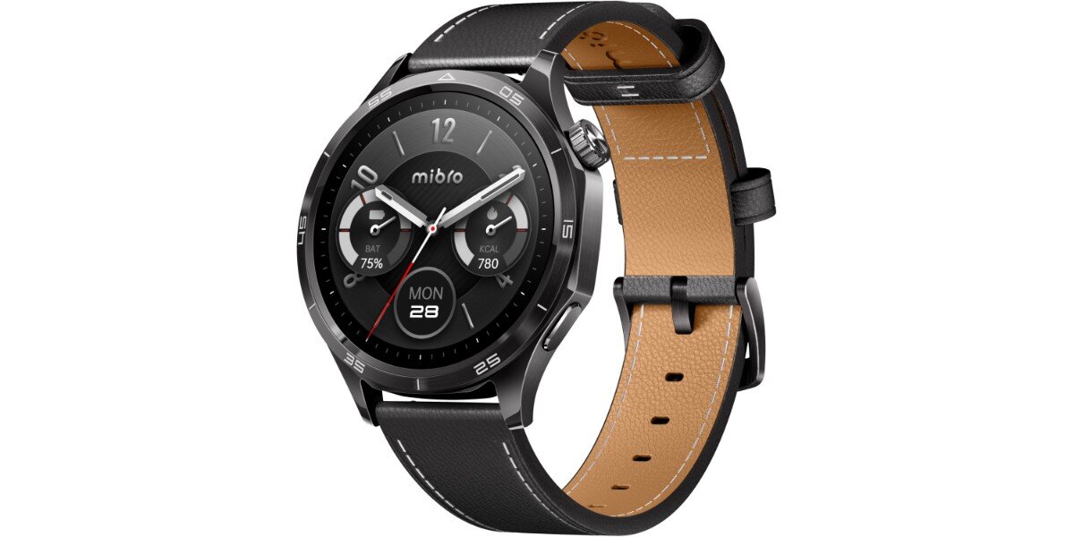 Smartwatch MIBRO GT Czarny na białym tle.