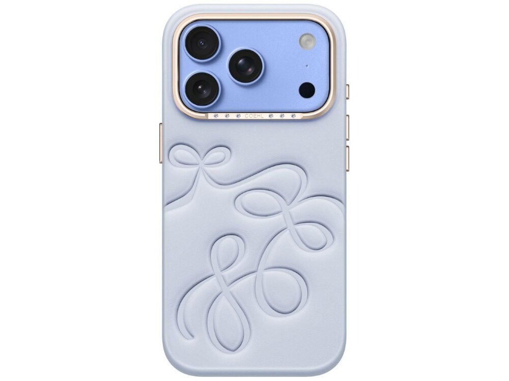 Etui UNIQ Coehl Cloude, widok obudowy na iPhone od tyłu, wytłaczany dekoracyjny wzór, ozdobne obramowanie aparatu i eleganckie wykończenie