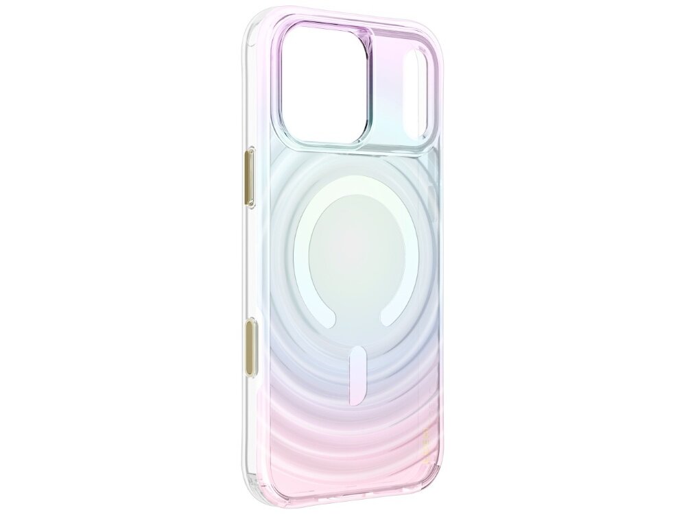 Etui UNIQ Coehl Vela, obudowa Hardcase bez telefonu, widoczne wycięcie na aparat, osłony przycisków, opalizujące plecki, dekoracyjne fale i magnetyczny pierścień