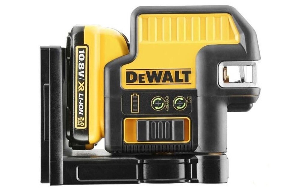 Laser krzyżowy DEWALT DCE0822D1R zasilanie akumulator Li-Ion 10,8 V o pojemności 2,0 Ah ładowarka