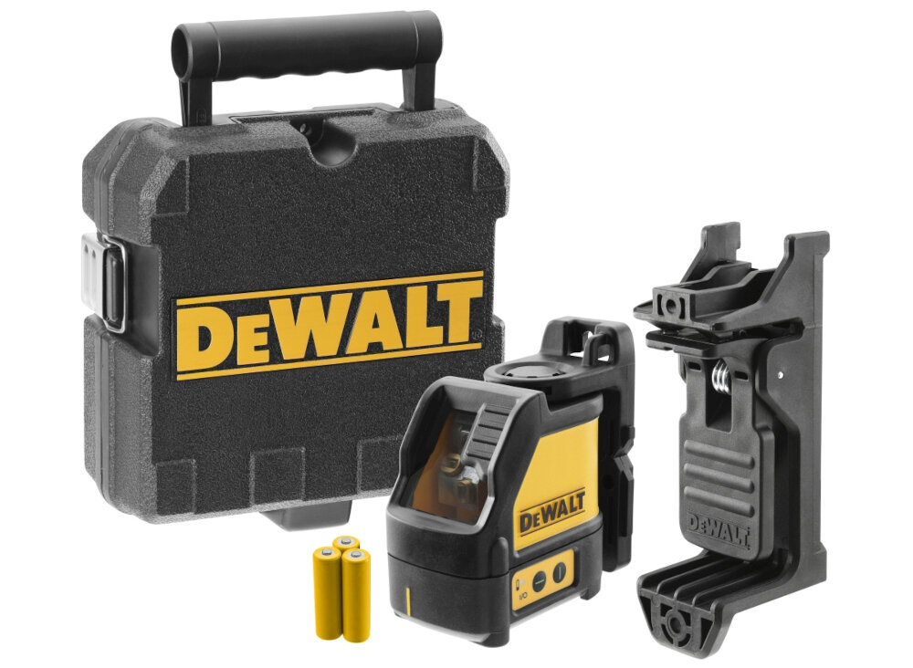 Laser krzyżowy DEWALT DW088CG zestaw walizka zaczep montazowy na sciane 3 baterie typu AA dokumentacja