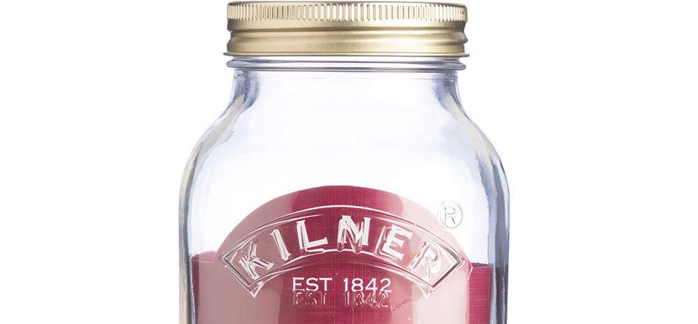 Słoik KILNER Preserve Jars 1 L wysoka jakość szkła sodowego elegancki praktyczny bezpieczne mycie w zmywarce nie wlewać wrzątku 2-częściowa metalowa zakrętka krążek obręcz szczelne zamknięcie elegancki wygląd funkcjonalny słoik przechowywanie prezentacja