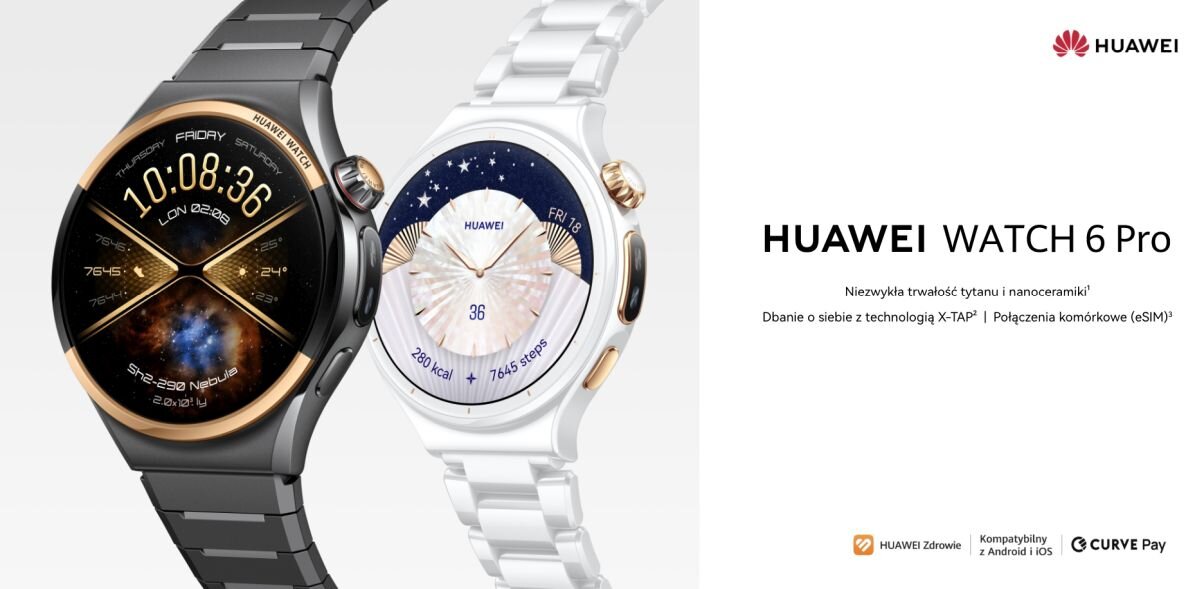 HUAWEI Watch 6 Pro smartwatch premium tytan nanoceramika szkło szafirowe