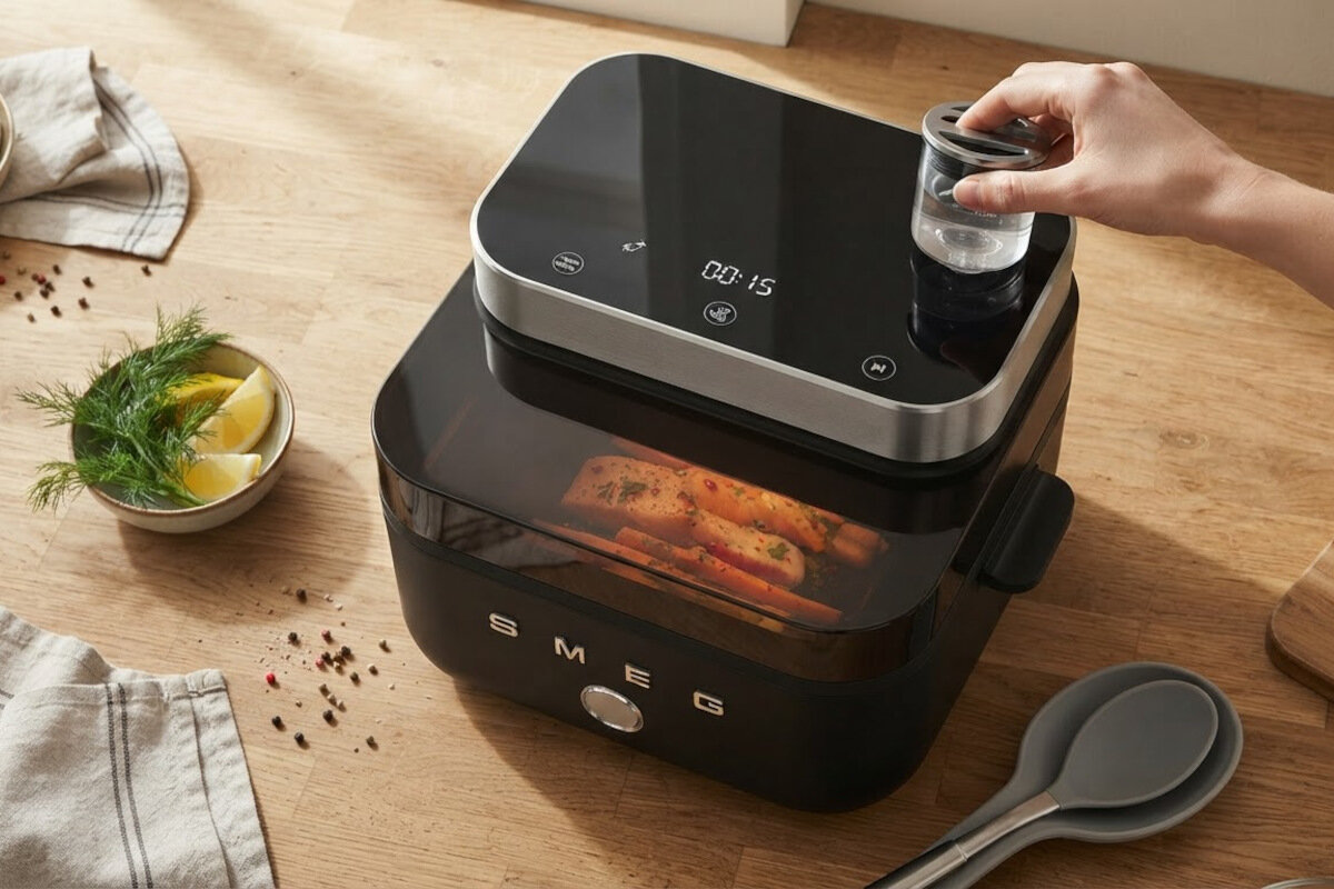 Air Fryer Frytkownica beztłuszczowa SMEG AFC01BLMEU 7l z okienkiem do obserwacji postępów gotowania