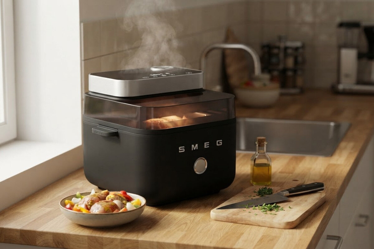 Air Fryer Frytkownica beztłuszczowa SMEG AFC01BLMEU 7l z okienkiem do obserwacji postępów gotowania