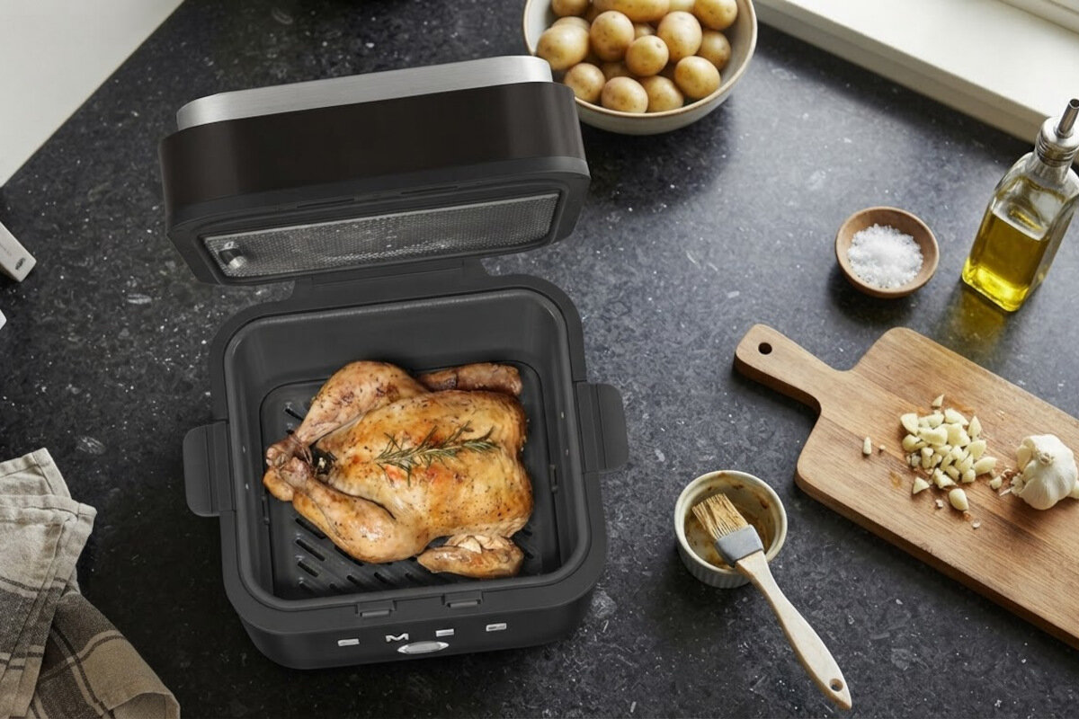 Air Fryer Frytkownica beztłuszczowa SMEG AFC01BLMEU 7l z okienkiem do obserwacji postępów gotowania