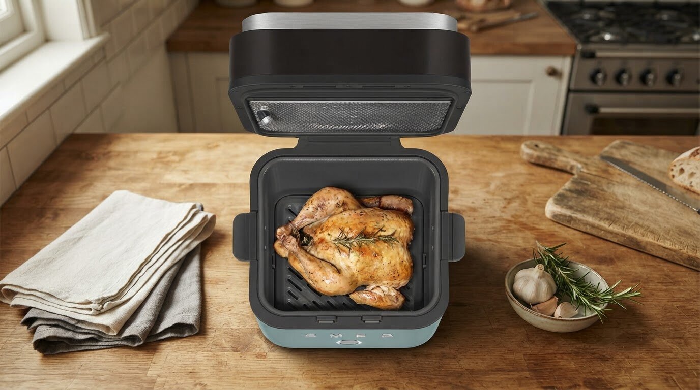 Air Fryer Frytkownica beztłuszczowa SMEG AFC01EGMEU 7l z okienkiem do obserwacji postępów gotowania