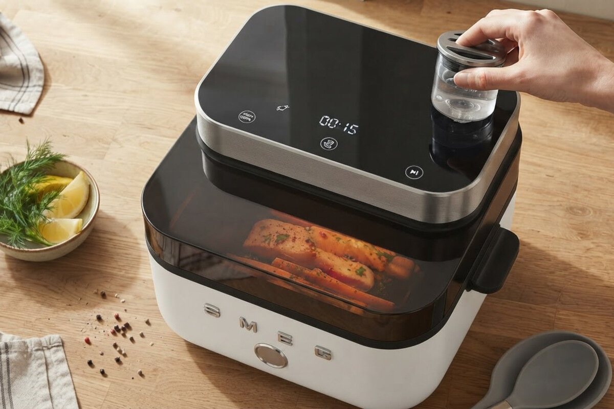 Air Fryer Frytkownica beztłuszczowa SMEG AFC01WHMEU 7l z okienkiem do obserwacji postępów gotowania