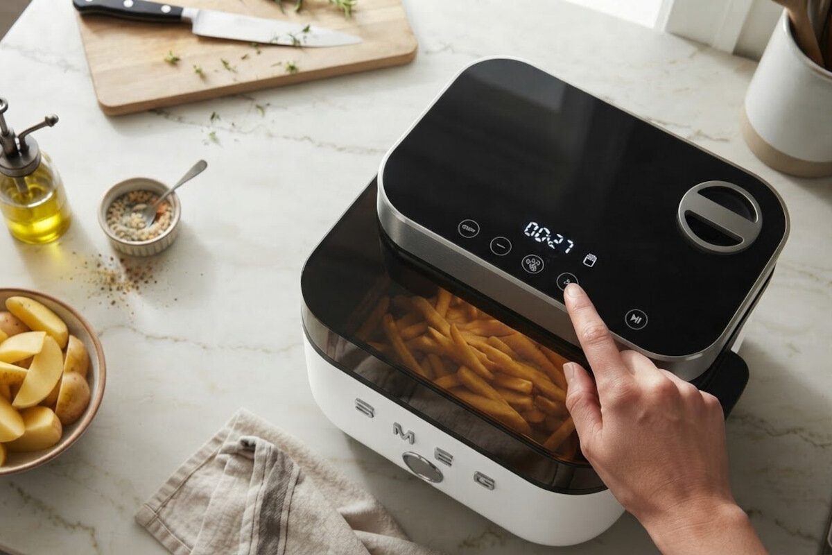 Air Fryer Frytkownica beztłuszczowa SMEG AFC01WHMEU 7l z okienkiem do obserwacji postępów gotowania