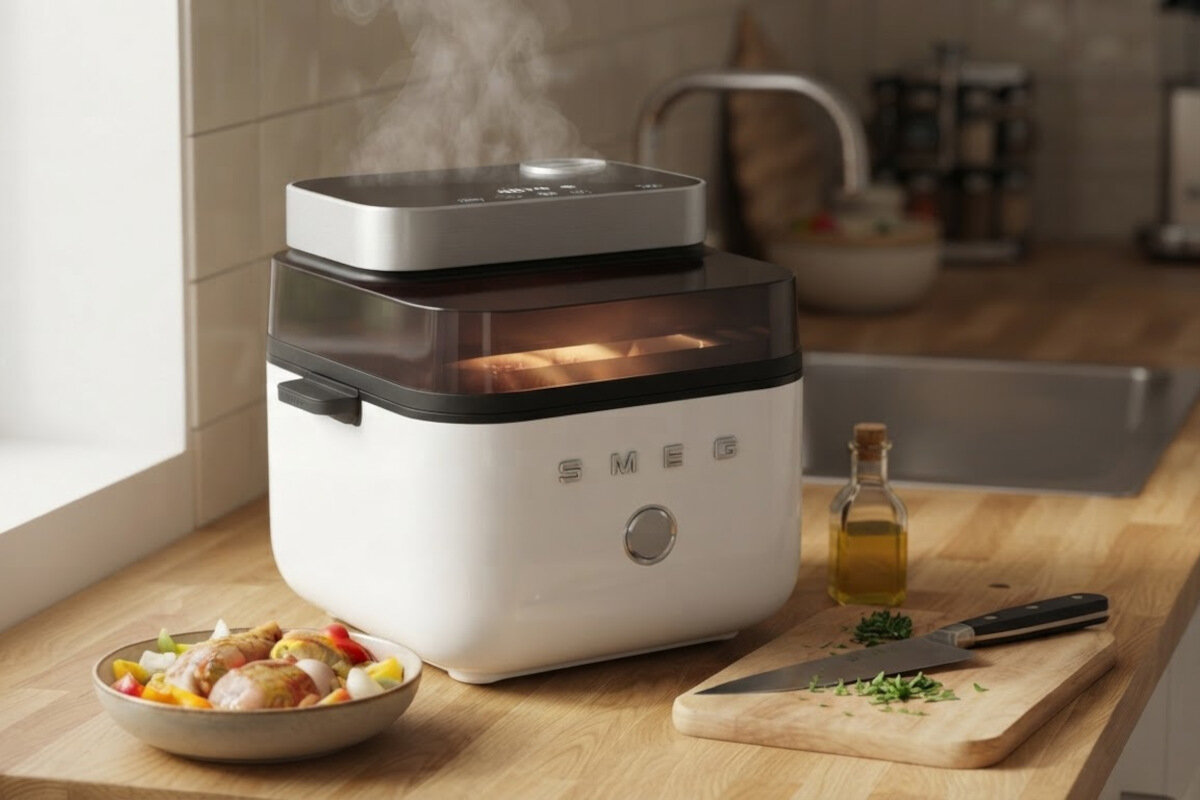 Air Fryer Frytkownica beztłuszczowa SMEG AFC01WHMEU 7l z okienkiem do obserwacji postępów gotowania