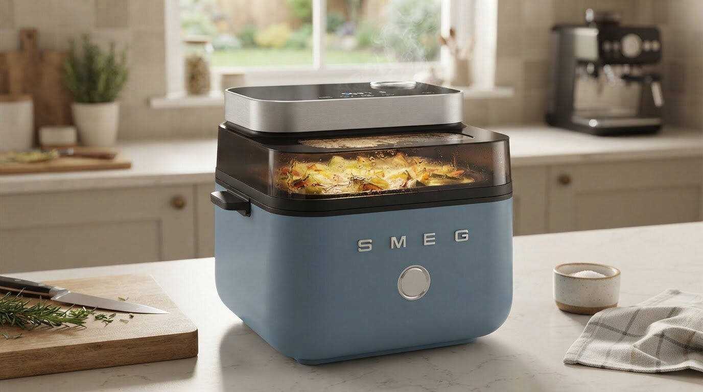 Air Fryer Frytkownica beztłuszczowa SMEG AFC01SBMEU 7l z okienkiem do obserwacji postępów gotowania