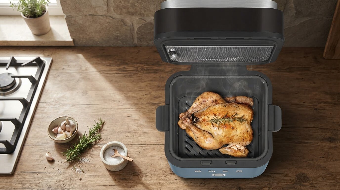 Air Fryer Frytkownica beztłuszczowa SMEG AFC01SBMEU 7l z okienkiem do obserwacji postępów gotowania