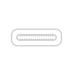 Szary symbol przedstawiający port USB-C na przezroczystym tle.