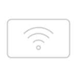 Ikona przedstawia prostokąt z symbolem sygnału Wi-Fi w środku, w kolorze szarym.