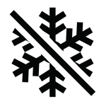 No Frost Czarny symbol przedstawiający przekreśloną płatek śniegu, oznaczający funkcję No Frost.