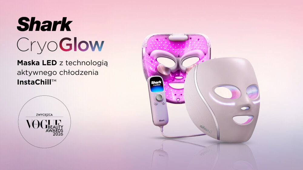 Maska LED do twarzy SHARK FW312EUPK Cryo Glow Różowy zdjęcie lifestyle Profesjonalna pielęgnacja