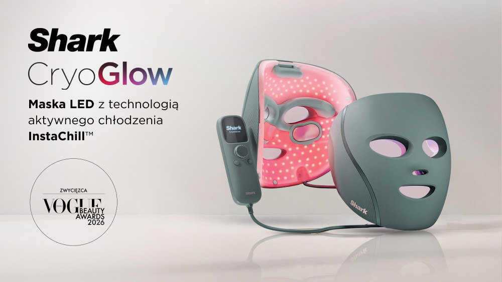 Maska LED do twarzy SHARK FW312EUSG Cryo Glow Szałwiowy zdjęcie lifestyle Profesjonalna pielęgnacja