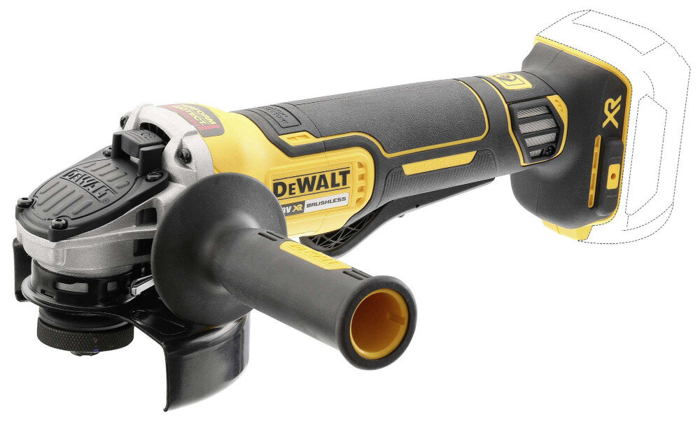 Szlifierka katowa DEWALT DCG406NT-XJ komfort wygoda uzytkowanie korzystanie zasilana akumlatorami