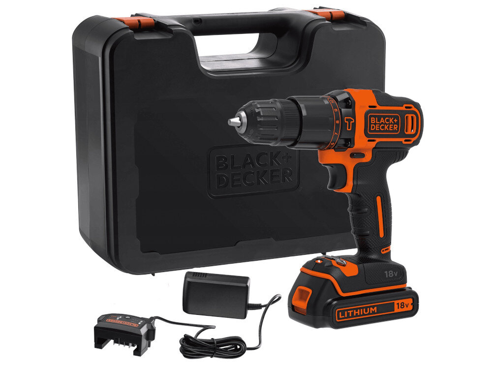 Wiertarko-wkrętarka BLACK&DECKER BDCHD18K w zestawie akumulator ładowarka walizka transportowa instrukcja obsługi w języku polskim karta gwarancyjna