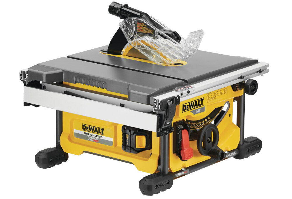Pilarka stołowa DEWALT DCS7485T2 wysokiej klasy urządzenie zoptymalizowana budowa do profesjonalnych prac remontowych funkcjonalny sprzęt