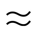 Czarny symbol złożony z dwóch falistych linii na białym tle.