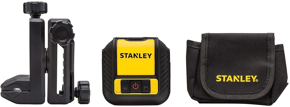 Laser krzyżowy STANLEY Cubix STHT77499-1, linie, krzyż, pion, poziom, Laser krzyżowy Stanley Cubix widok z boku.