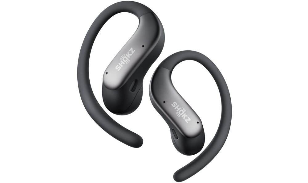 Słuchawki powietrzne SHOKZ OpenFit Air 2, do 8 godzin pracy, 36 godzin z etui, szybkie ładowanie, słuchawki na białym tle