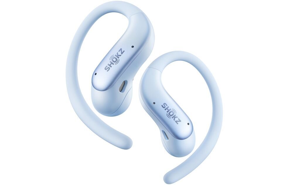 Słuchawki powietrzne SHOKZ OpenFit Air 2, do 8 godzin pracy, 36 godzin z etui, szybkie ładowanie, słuchawki na białym tle