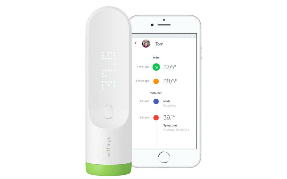 WITHINGS-Thermo termometr szybki łatwy pomiar bezdotykowy prosty dokładne wyniki czujniki podczerwień wifi aplikacja