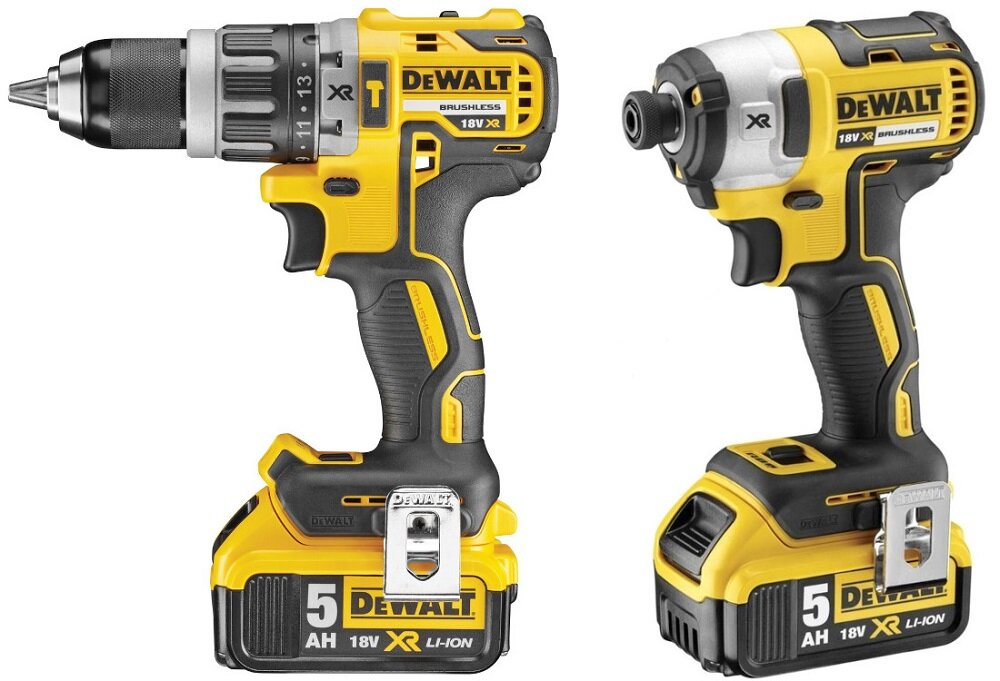 Zestaw Combo DEWALT dla prawdziwych majsterkowiczów w zestawie wiertarko-wkrętarka DCD796 zakrętarka DCF887 zasilanie akumulatorami ładowarka kufer niezawodność i wydajność pracy niezależność od zasilania sieciowego