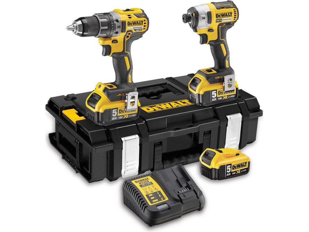 Zestaw Combo DEWALT w zestawie wiertarko-wkrętarka DCD796 zakrętarka DCF887 2 akumlatory ładowarka kufer transportowy instrukcja obsługi w języku polskim karta gwarancyjna