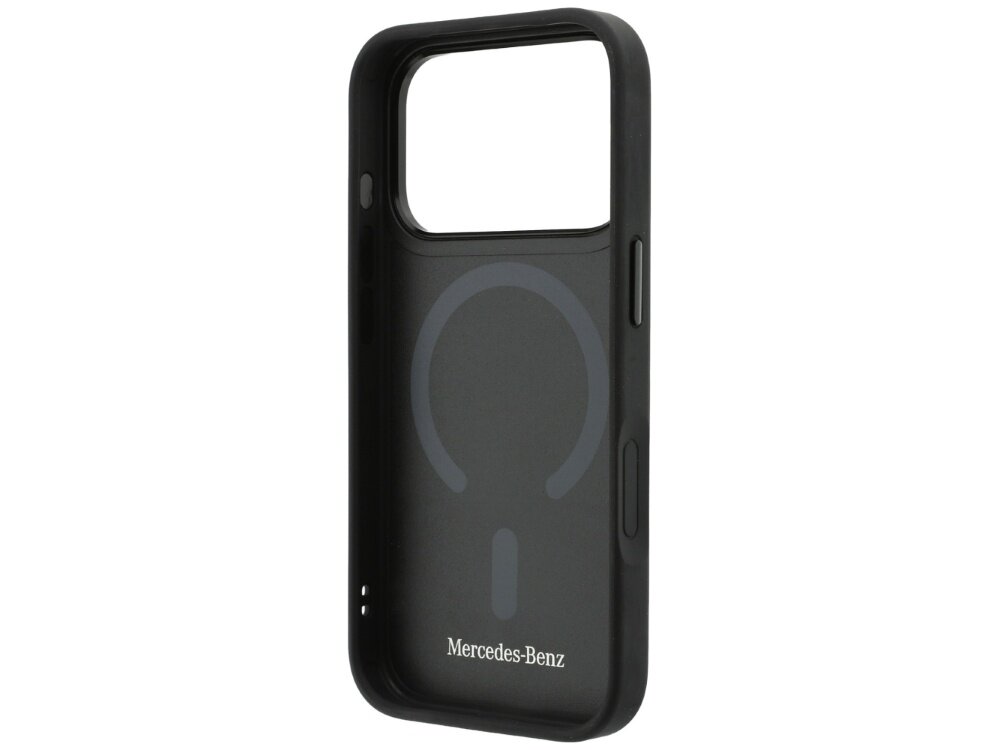 Etui Mercedes Leather Mesh with Bow Line z pierścieniem MagSafe i ochronnymi krawędziami