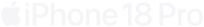Logo Apple oraz napis \'iPhone 18 Pro\' w białym kolorze na przezroczystym tle.