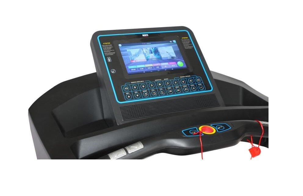 Bieżnia elektryczna HERTZ FITNESS Ranger Wygodny wyświetlacz czas treningu intensywność prędkość przebyty dystans spalone kalorie