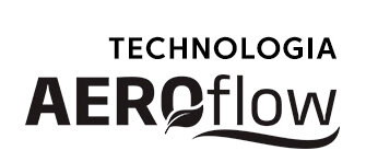 Logo z napisem \'TECHNOLOGIA AEROflow\' z liściem wkomponowanym w literę \'O\'.