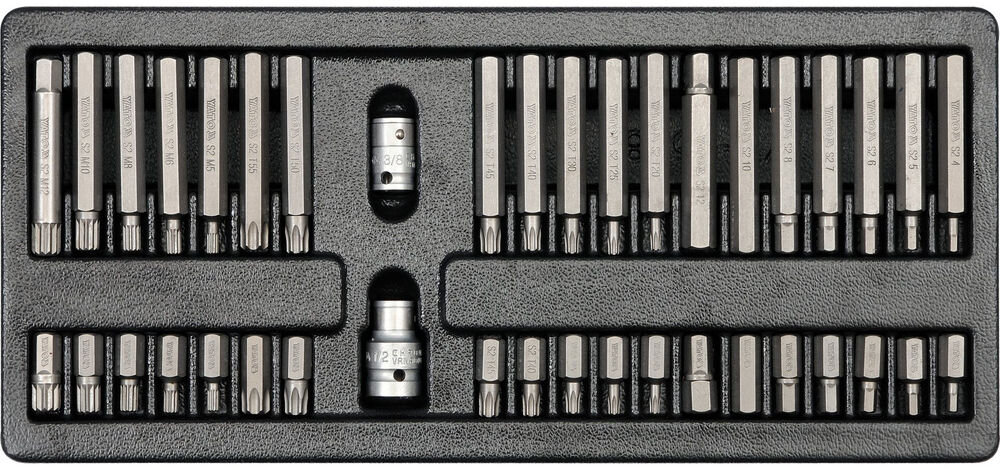Wkład Yato YT-5538 końcówki śrubokrętowe Torx Spline sześciokątne redukcja 1/2 3/8 szafka narzędziowa