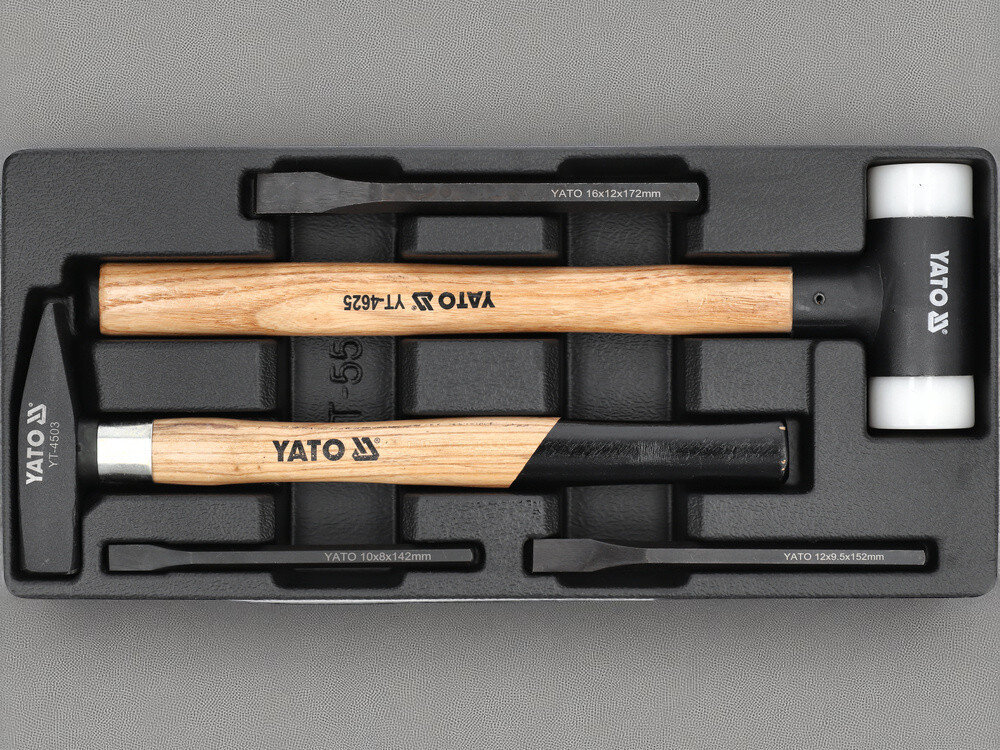 Wkład Yato YT-5540 młotek kamieniarski młotek bezodrzutowy przecinak płaski CrV szafka narzędziowa 5 elementów