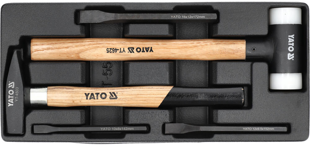Wkład Yato YT-5540 młotek kamieniarski 300 g młotek bezodrzutowy Ø40 mm przecinak płaski szafka narzędziowa CrV