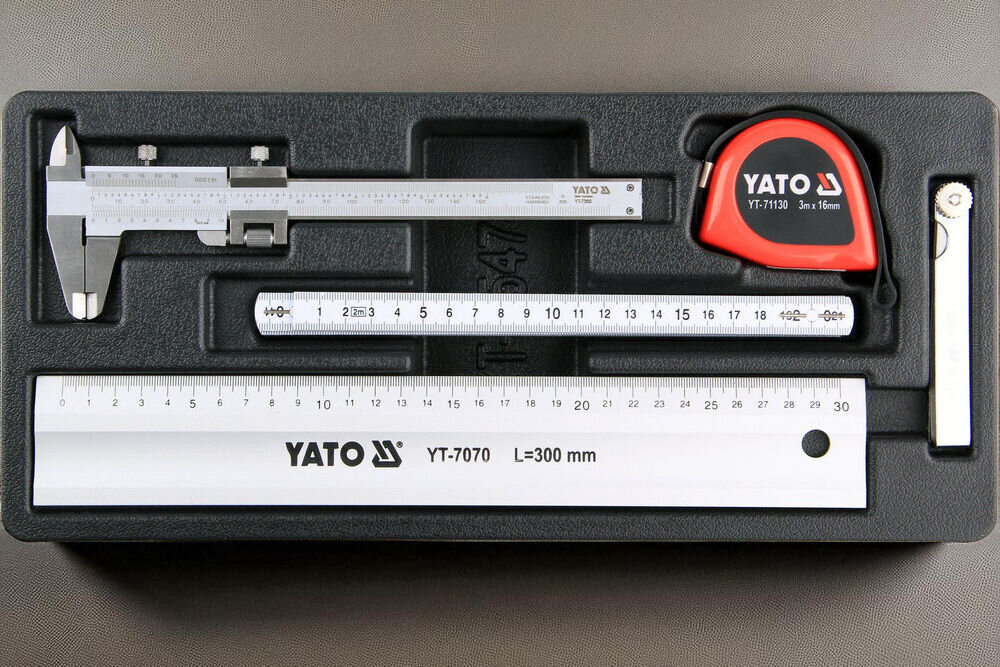 Wkład Yato YT-55474 przymiar aluminiowy suwmiarka miara składana taśma miernicza szczelinomierz stal nierdzewna