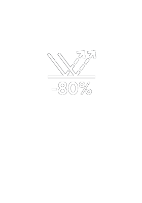 Grafika przedstawia symbol strzałek nad linią z napisem \'-80%\'. Poniżej znajduje się tekst: \'Prawdziwy mat 80% mniej odbija światło\'.