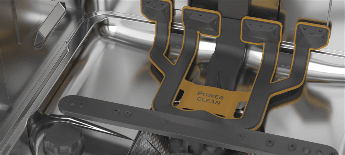 ZMYWARKA WHIRLPOOL W8IC1542MEXPL MAXISPACE POWERCLEAN Zbliżenie na strefę Power Clean Pro we wnętrzu zmywarki. Specjalne dysze zostały zaprojektowane do intensywnego mycia mocno zabrudzonych naczyń Power Clean Pro silne strumienie wody przypalone zabrudzenia garnki patelnie