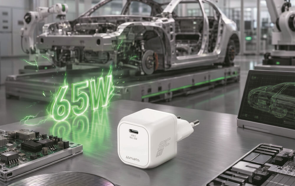 Ładowarka 4smarts PDPlug SiC 65W 1C, biała — moc do 65 W, port USB-C i ładowanie zgodnych laptopów