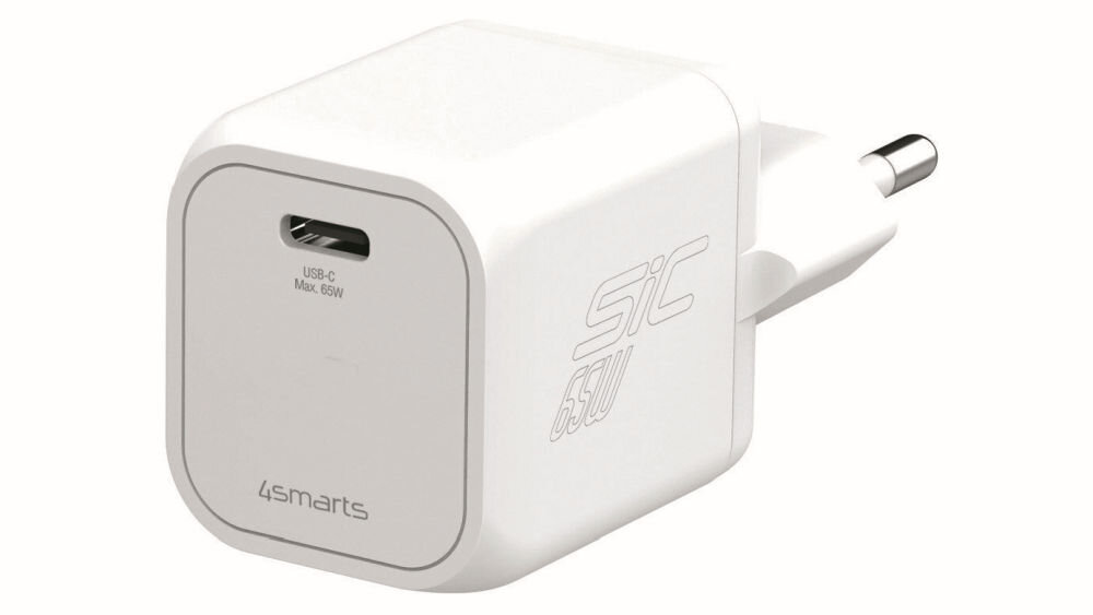 Ładowarka 4smarts PDPlug SiC 65W 1C, biała — lekka obudowa, europejska wtyczka i wygodne przewożenie w torbie