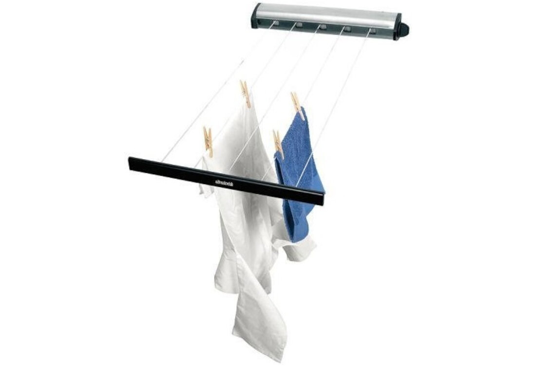 Suszarka na pranie BRABANTIA Pull Out Stalowy Duża powierzchnia suszenia Pięć sznurków o łącznej długości 22 m szybko wysunąć i schować niemal niewidoczna schludny wygląd