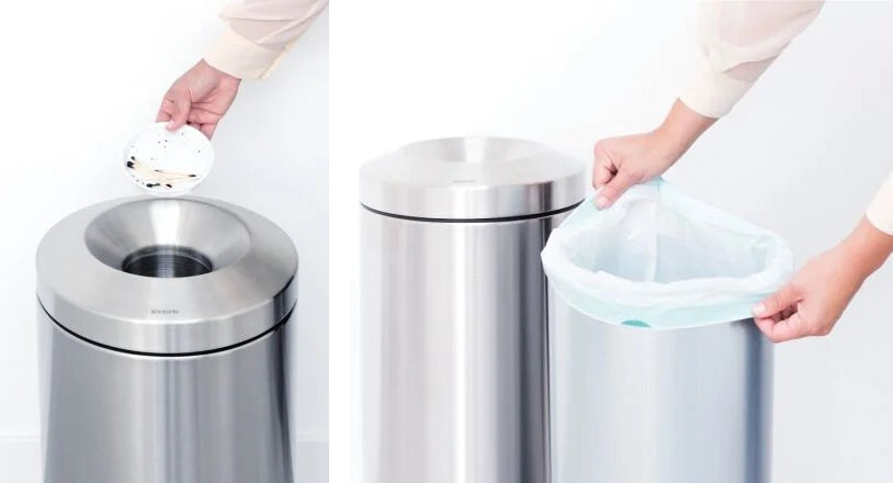 Kosz na śmieci BRABANTIA 378621 Samogaszący 30L Stal matowa  uzytkowanie korzystanie komfort wygoda pojemnosc 30 l