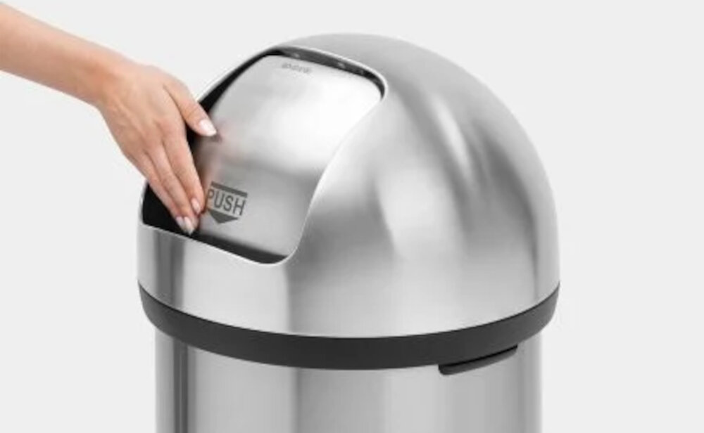 Kosz na śmieci BRABANTIA 402623 Push Bin 60L Stal błyszcząca gumowe elementy wyciszenie