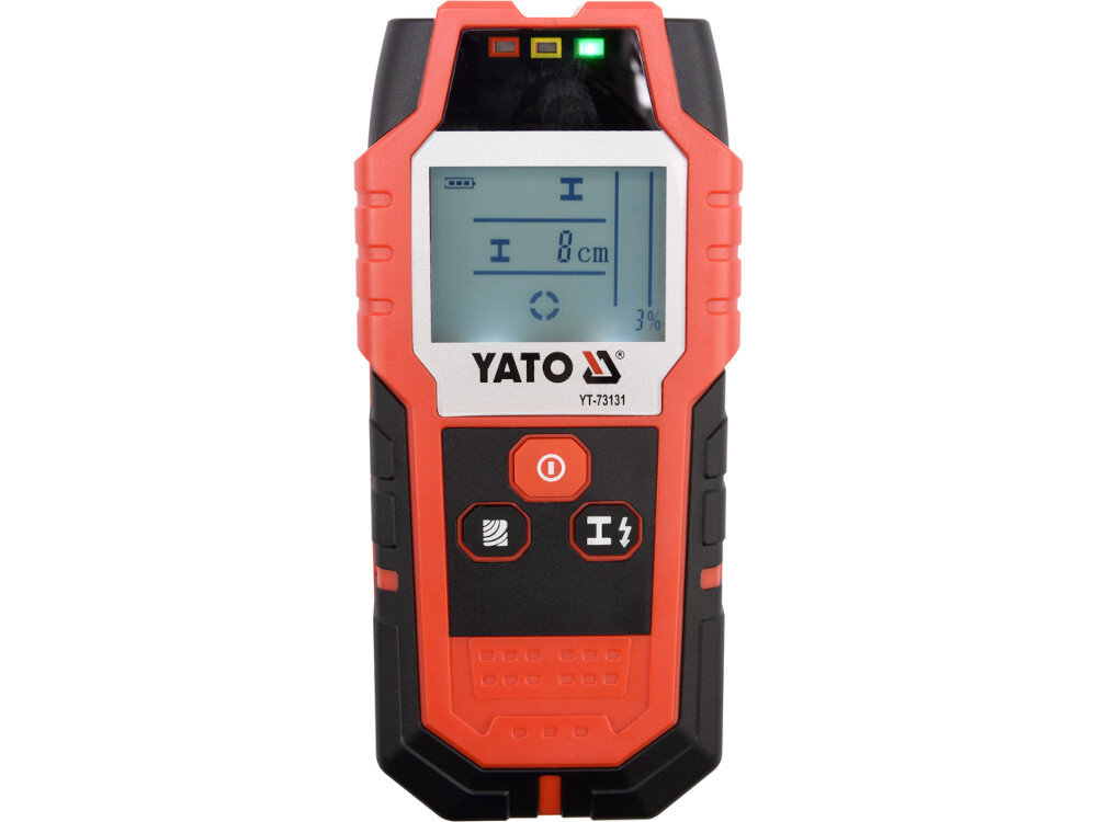 Wykrywacz YATO YT-73131 funkcja automatycznego wylaczenia po 5 minutach bezczynnosci wkladki z miekkiego materialu bateria 9 V D.C.